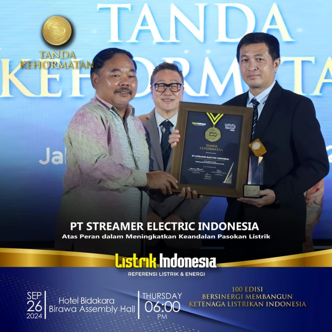 STREAMER ELECTRIC INDONESIA memperoleh penghargaan Atas Peran dalam Meningkatkan Keandalan Pasokan Listrik STREAMER ELECTRIC INDONESIA memperoleh penghargaan Atas Peran dalam Meningkatkan Keandalan Pasokan Listrik